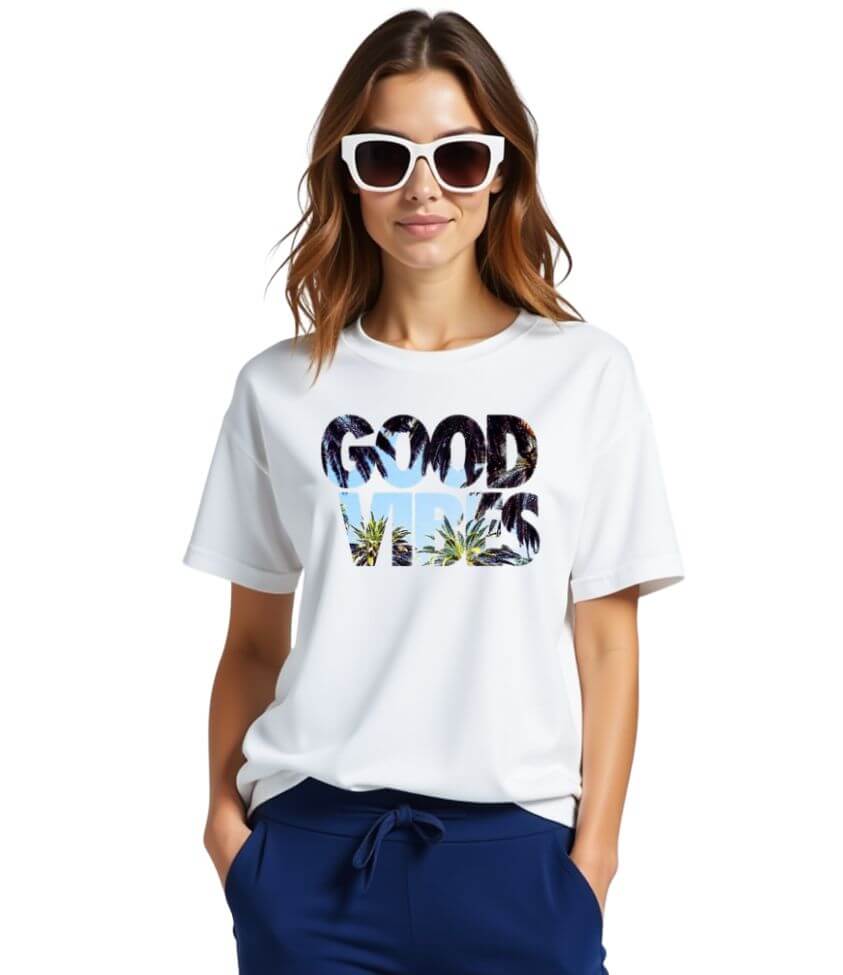 good vibes | white | oversized