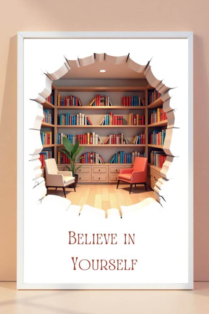 3D | book library | art frame