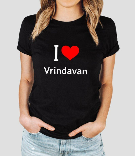 I Love Vrindavan Tee for Women - sunny buttons