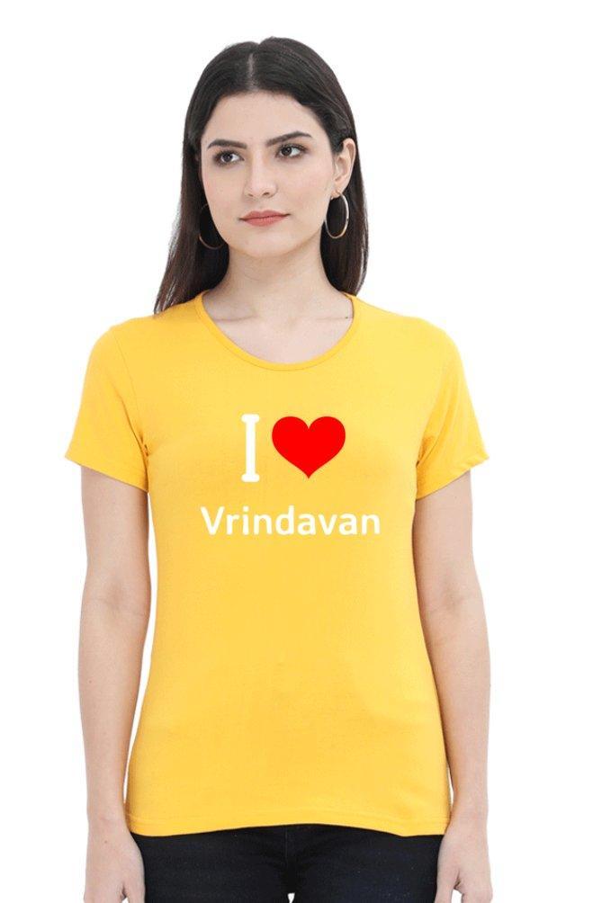 I Love Vrindavan Tee for Women - sunny buttons