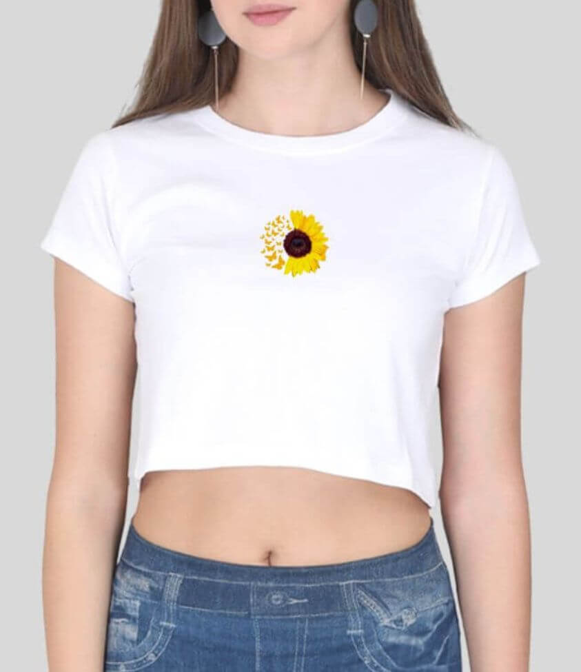 cute sunflower | top | white