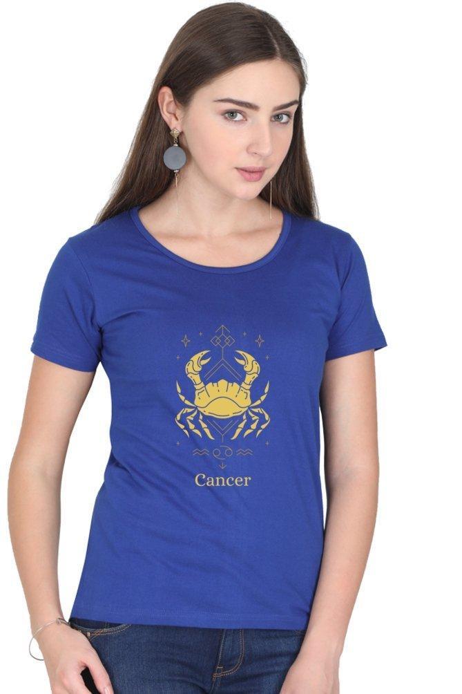 Womens Round neck T-shirt Cancer Sunsign - sunny buttons