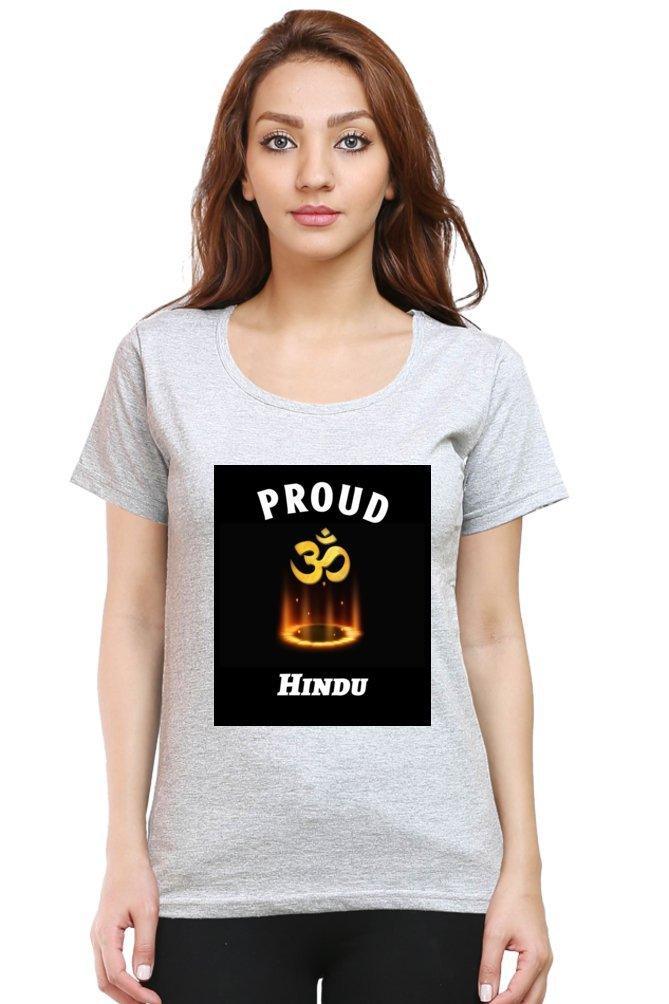 Womens Round Neck Tee Proud Hindu - sunny buttons