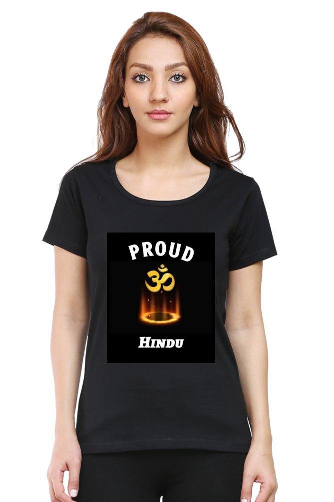 Womens Round Neck Tee Proud Hindu - sunny buttons