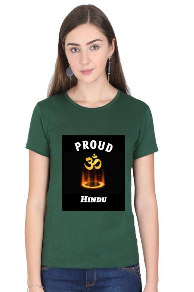 Womens Round Neck Tee Proud Hindu - sunny buttons