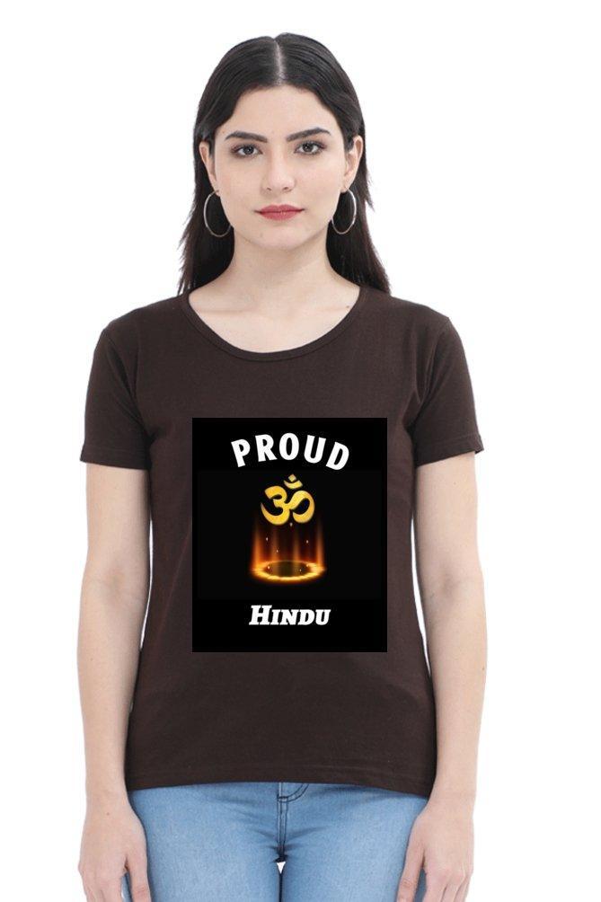 Womens Round Neck Tee Proud Hindu - sunny buttons