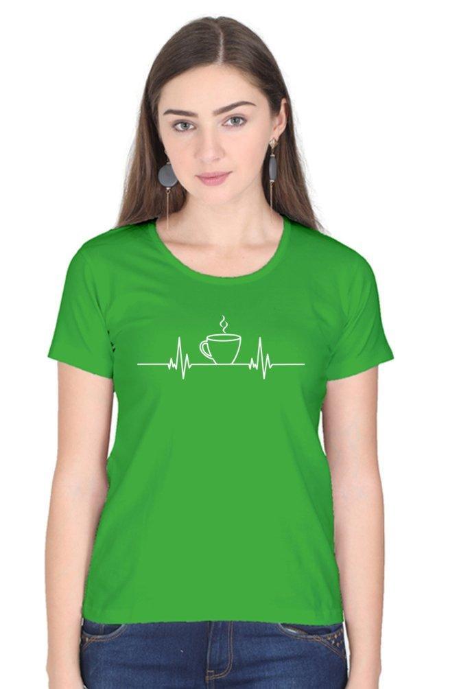 Womens T-shirt Hot Cup Heartbeat - sunny buttons