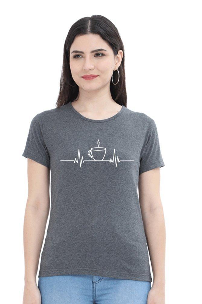 Womens T-shirt Hot Cup Heartbeat - sunny buttons
