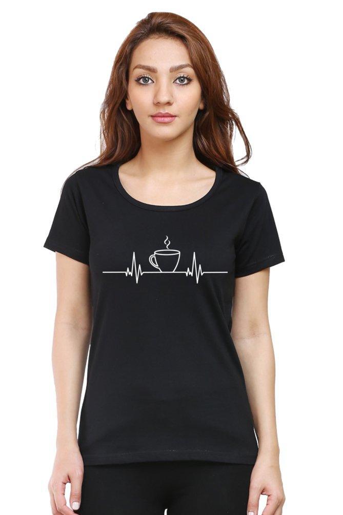 Womens T-shirt Hot Cup Heartbeat - sunny buttons
