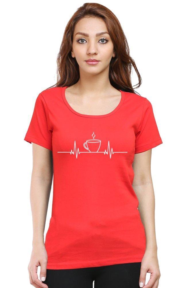 Womens T-shirt Hot Cup Heartbeat - sunny buttons