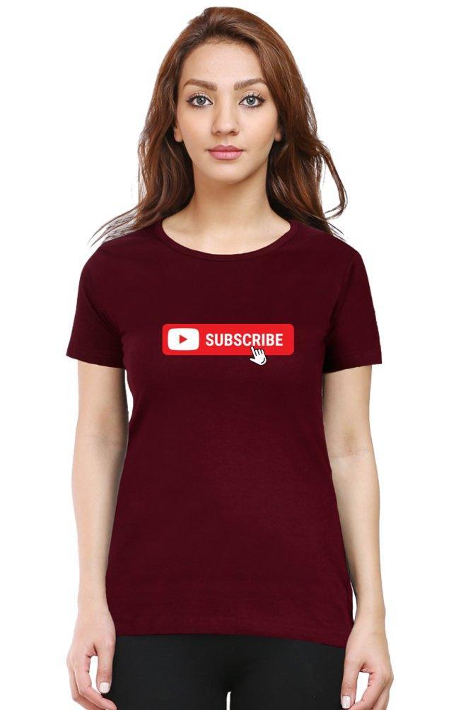 Womens T-shirt Youtube Subscribe - sunny buttons