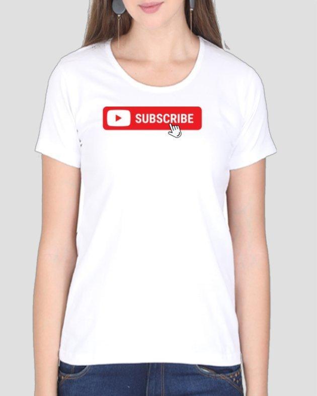 Womens T-shirt Youtube Subscribe - sunny buttons