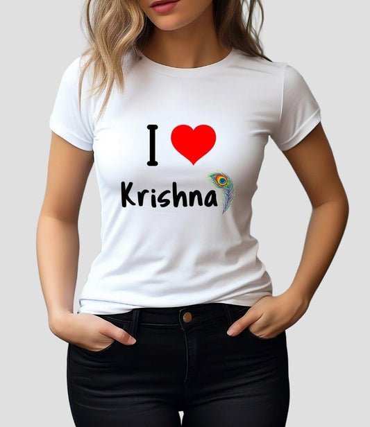Womens tee I Love Krishna - sunny buttons