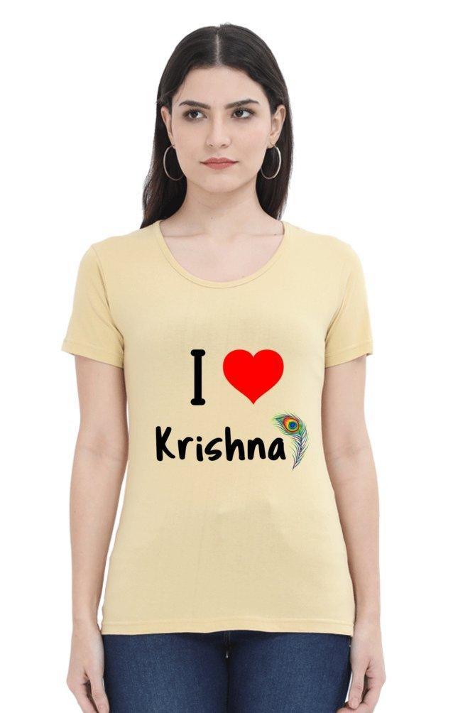 Womens tee I Love Krishna - sunny buttons