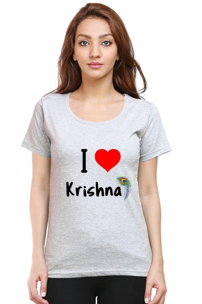 Womens tee I Love Krishna - sunny buttons