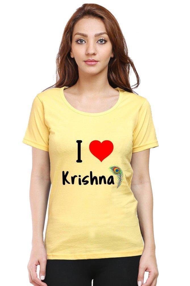 Womens tee I Love Krishna - sunny buttons