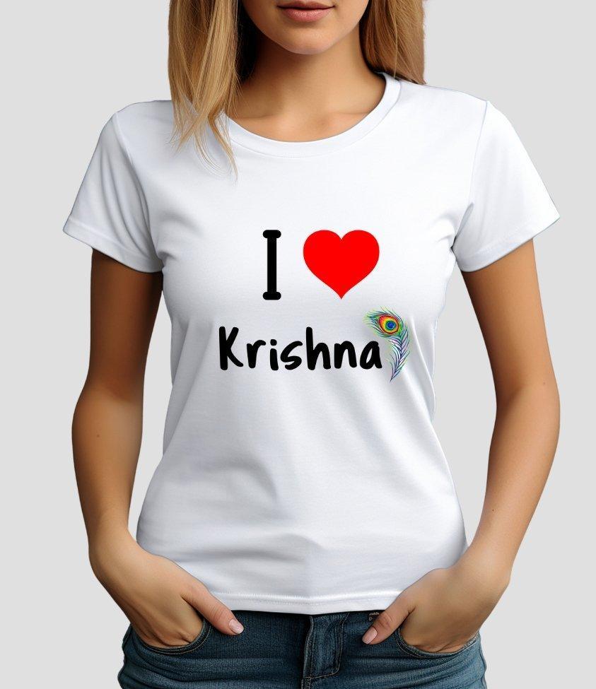 Womens tee I Love Krishna - sunny buttons