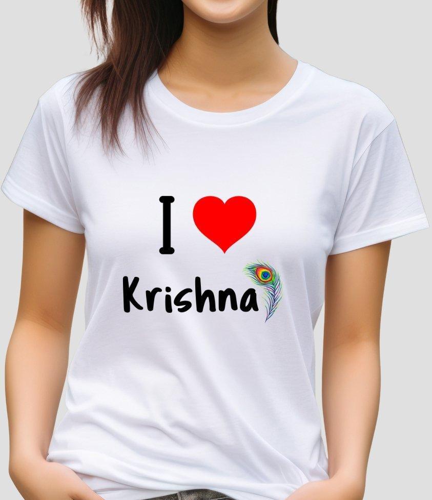 Womens tee I Love Krishna - sunny buttons