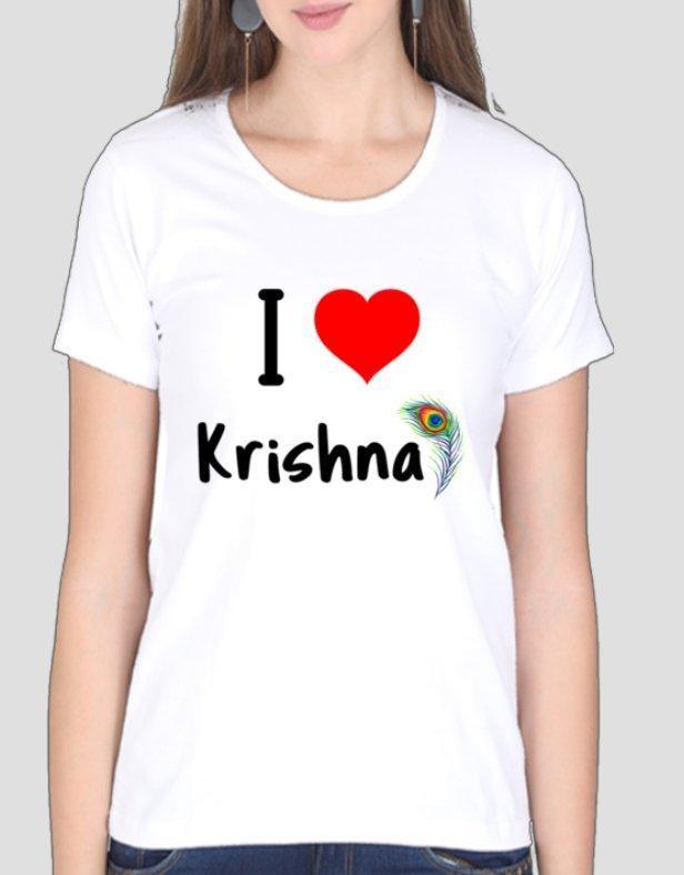 Womens tee I Love Krishna - sunny buttons