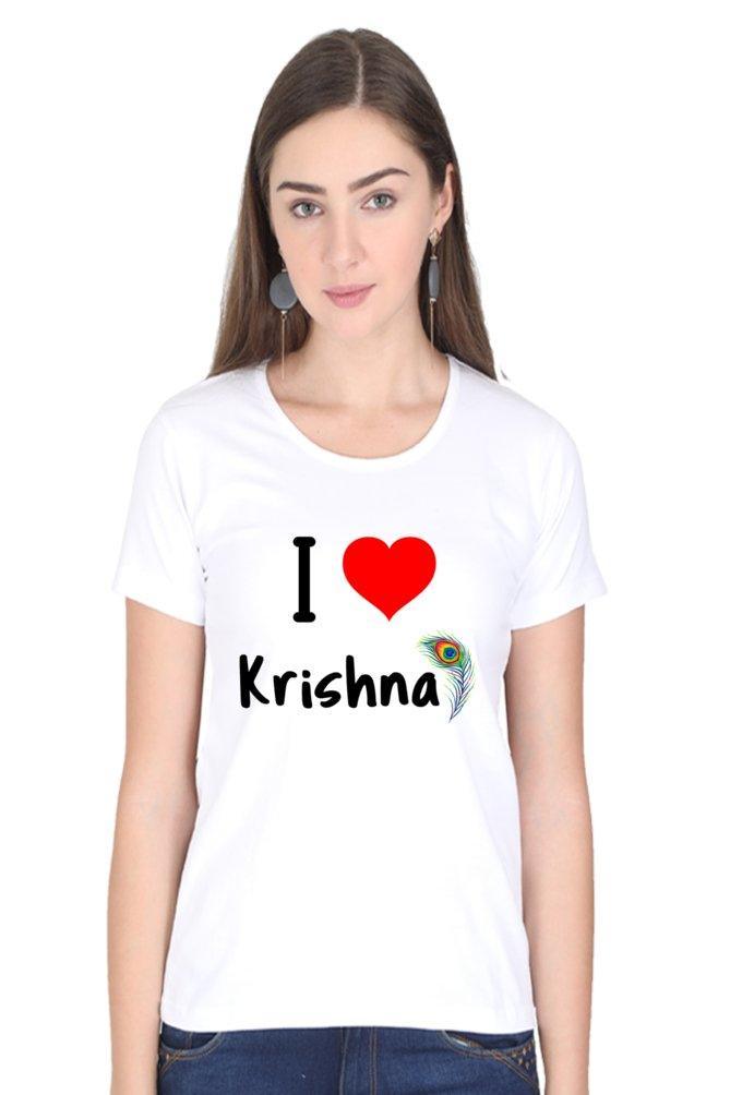 Womens tee I Love Krishna - sunny buttons