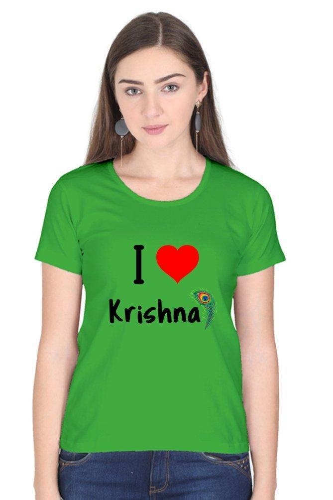 Womens tee I Love Krishna - sunny buttons