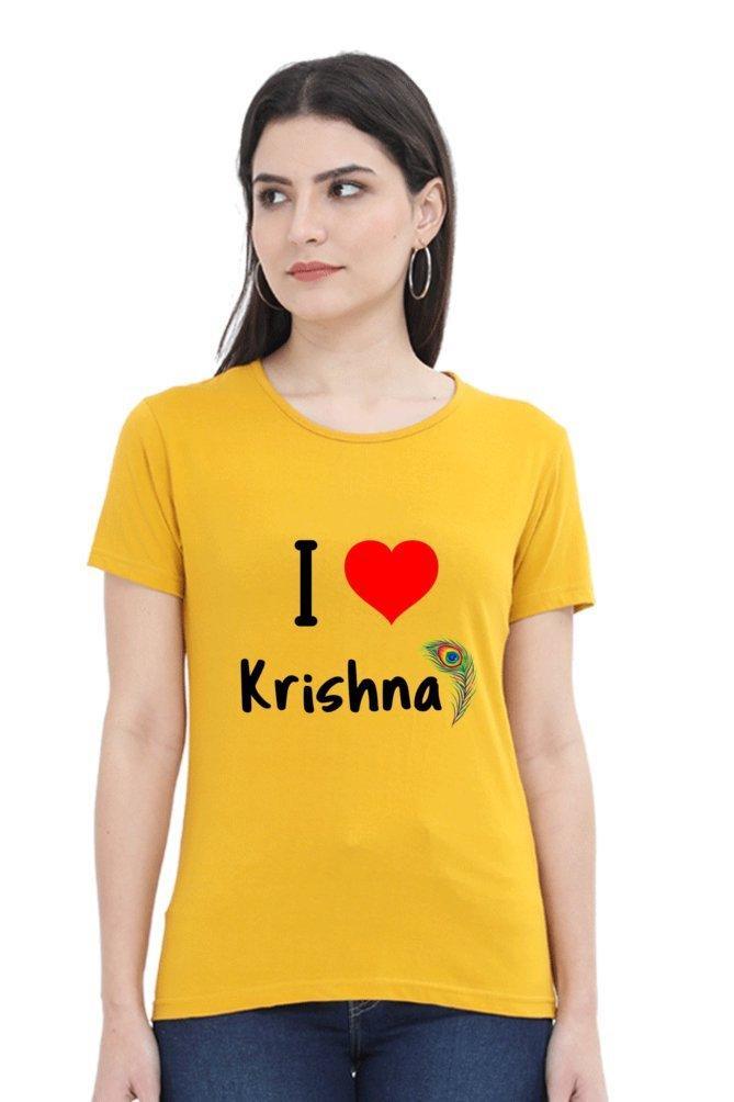 Womens tee I Love Krishna - sunny buttons